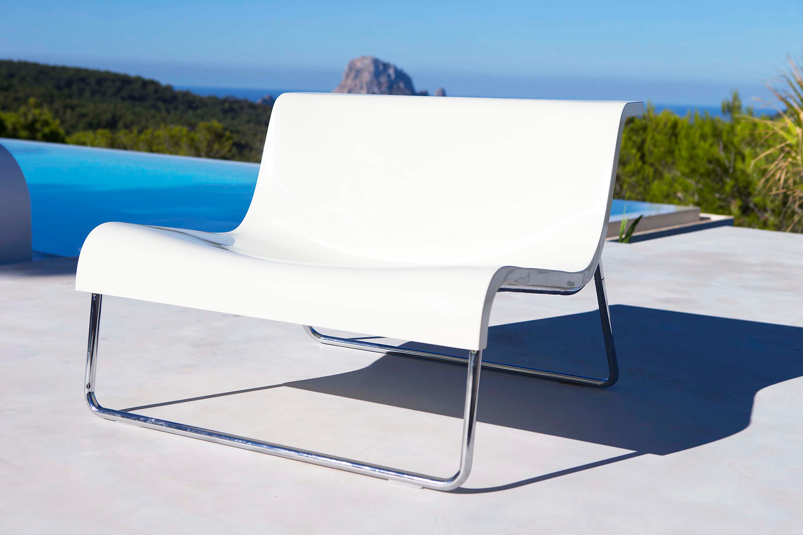 White modern stool Kartell to rent by ibiza-props