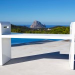 White wood bench to rent by ibiza-props