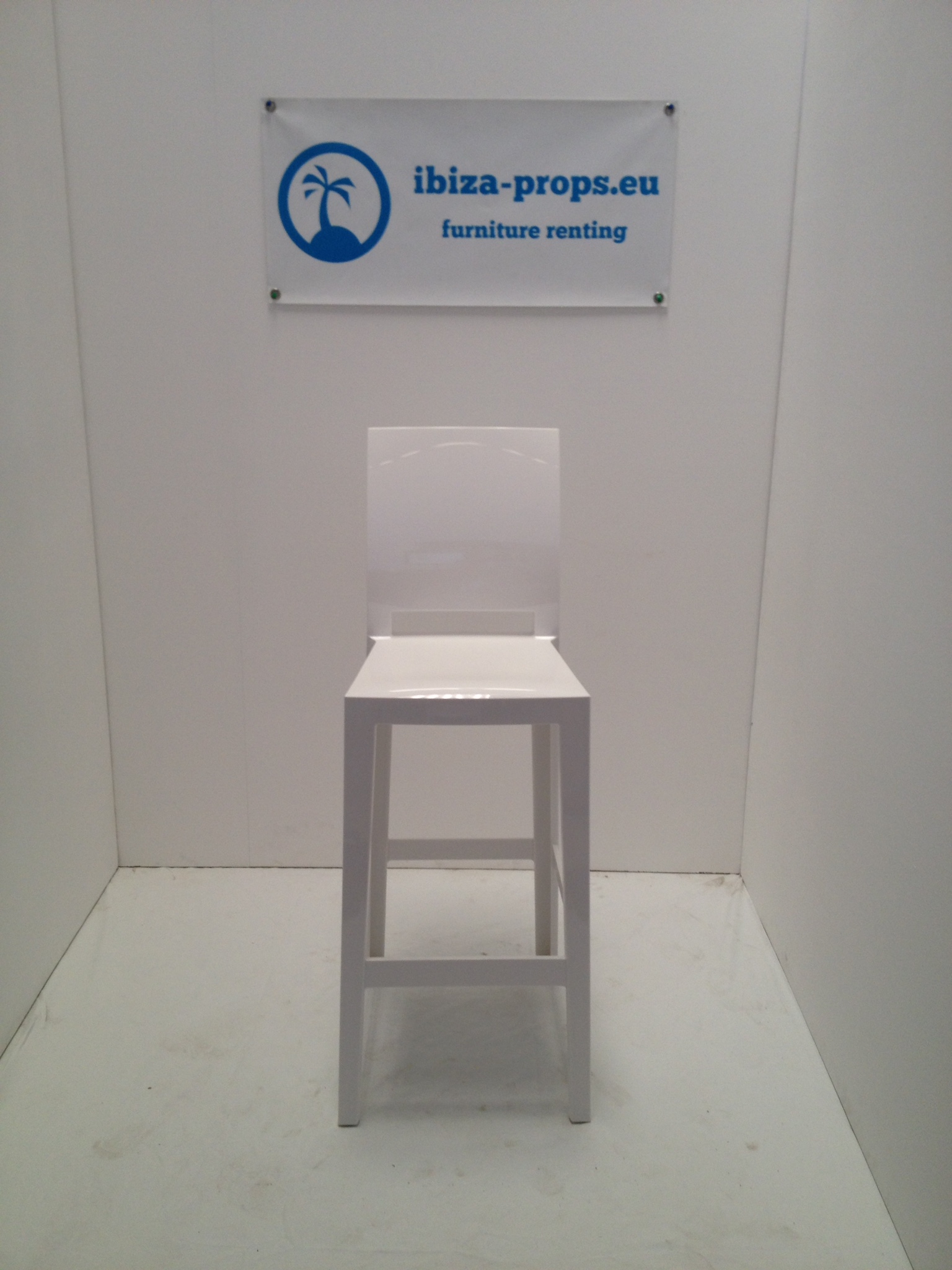 Bar stool modern white to rent by ibiza-props