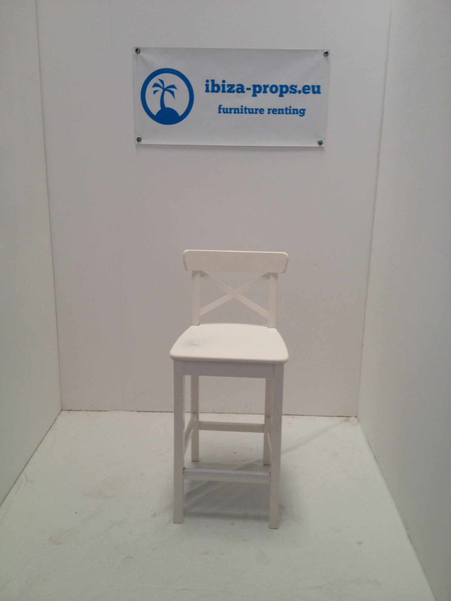 Bar stool wood white to rent by ibiza-props