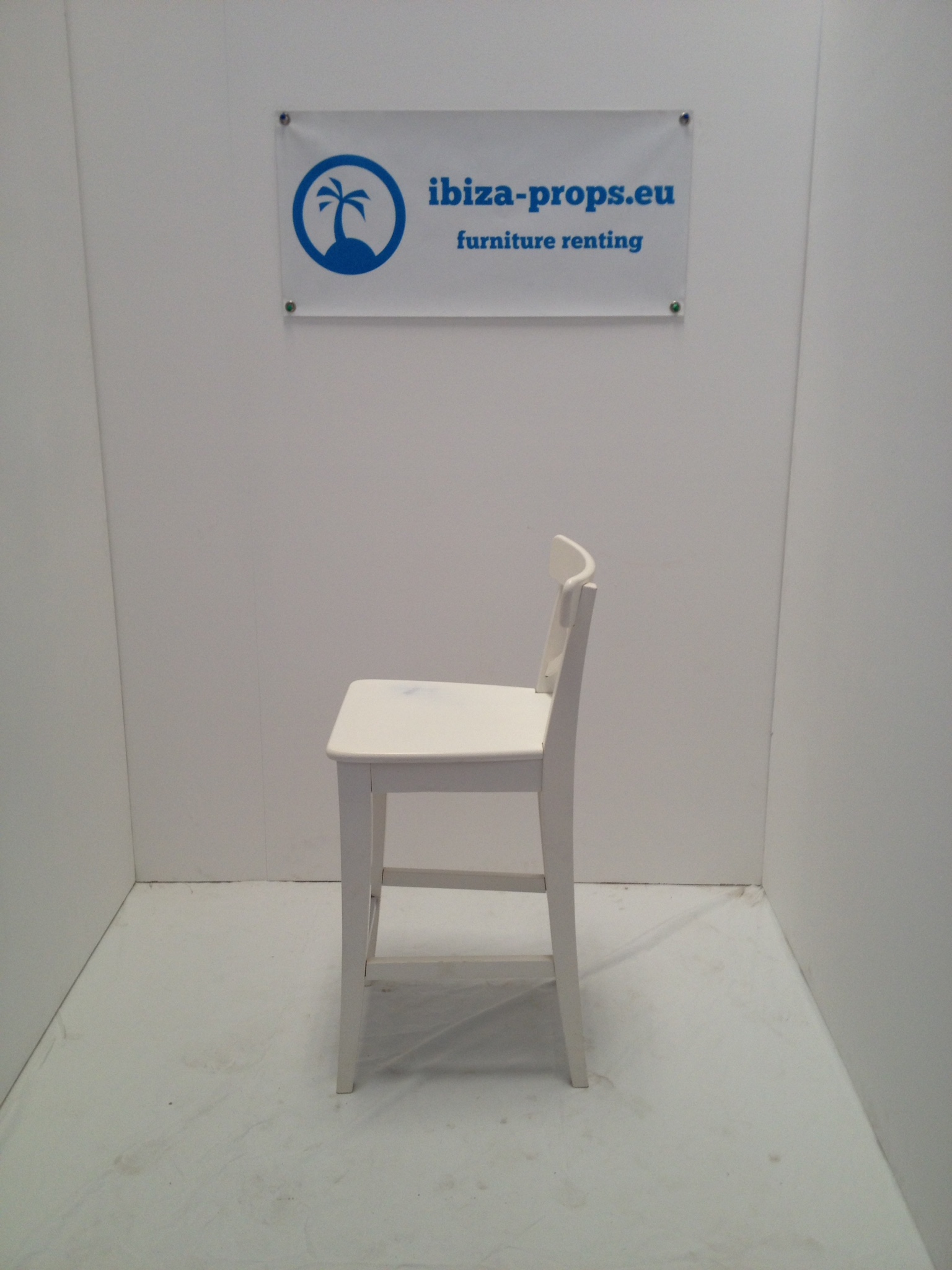 Bar stool wood white to rent by ibiza-props