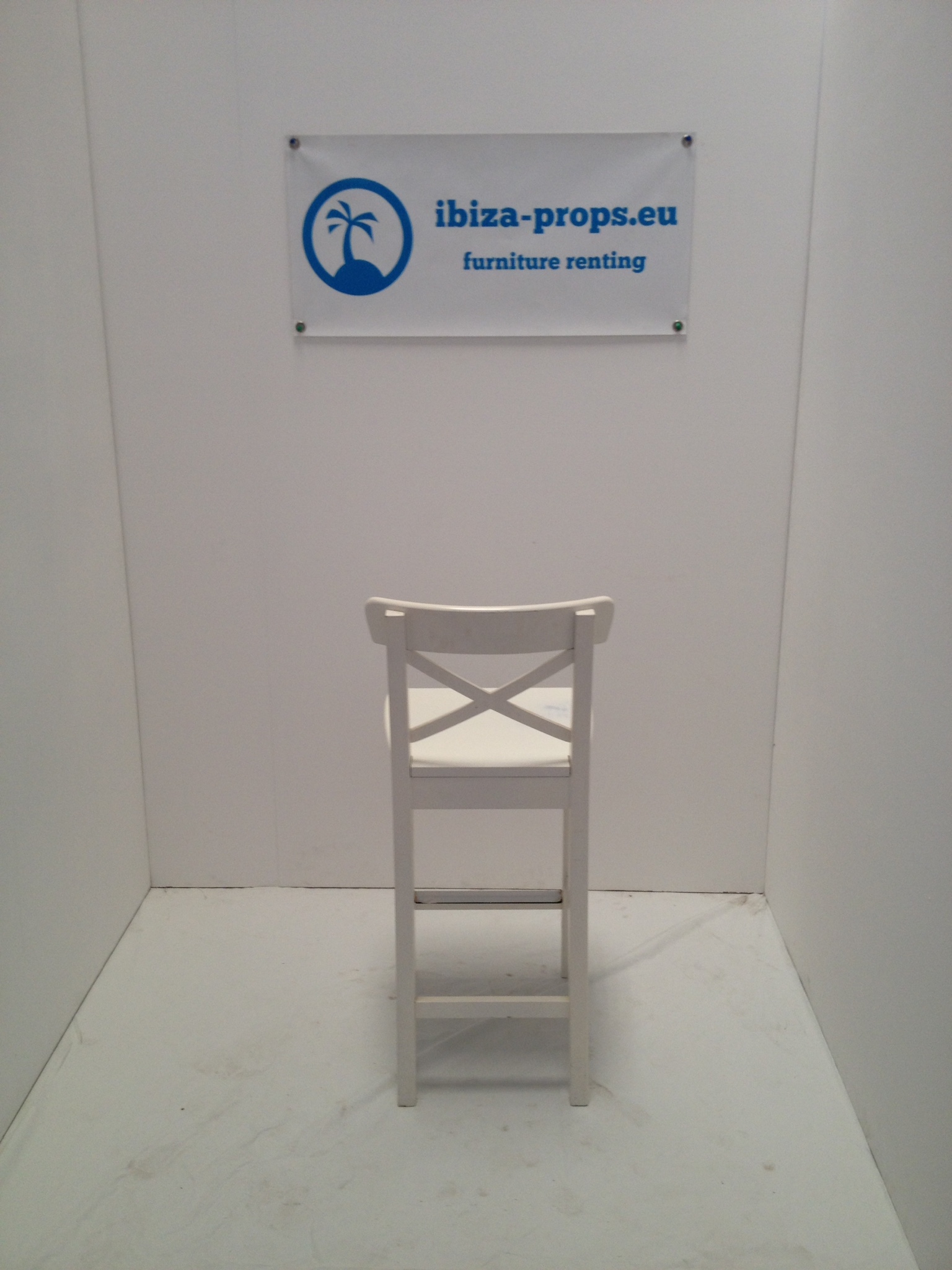 Bar stool wood white to rent by ibiza-props