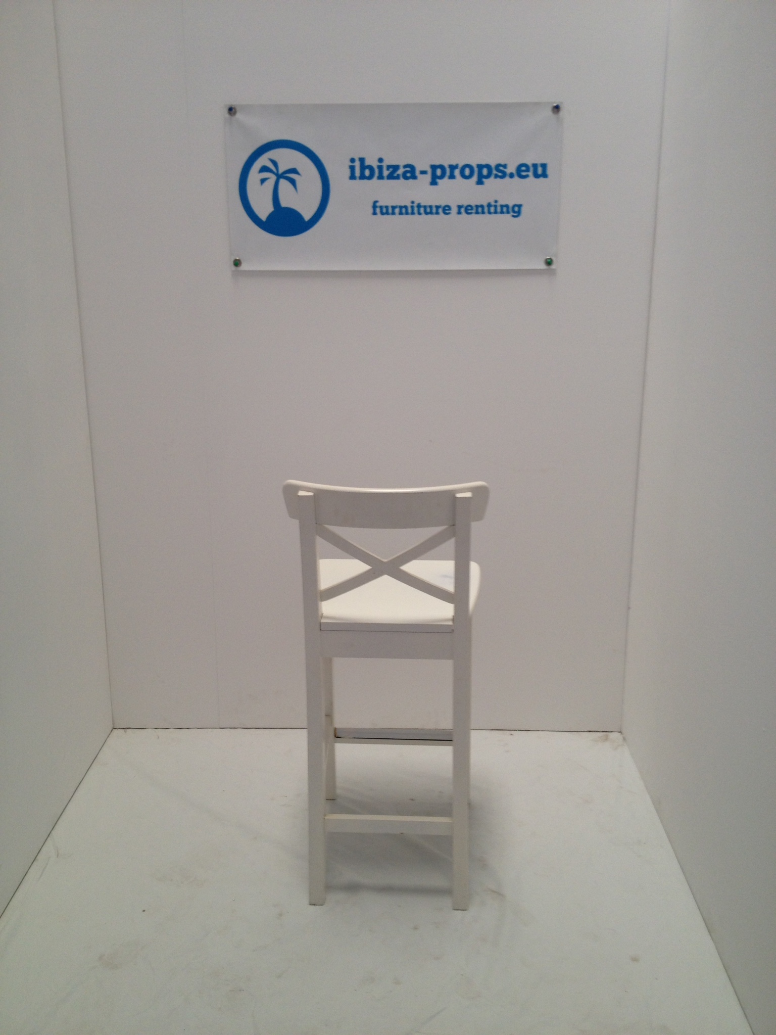 Bar stool wood white to rent by ibiza-props