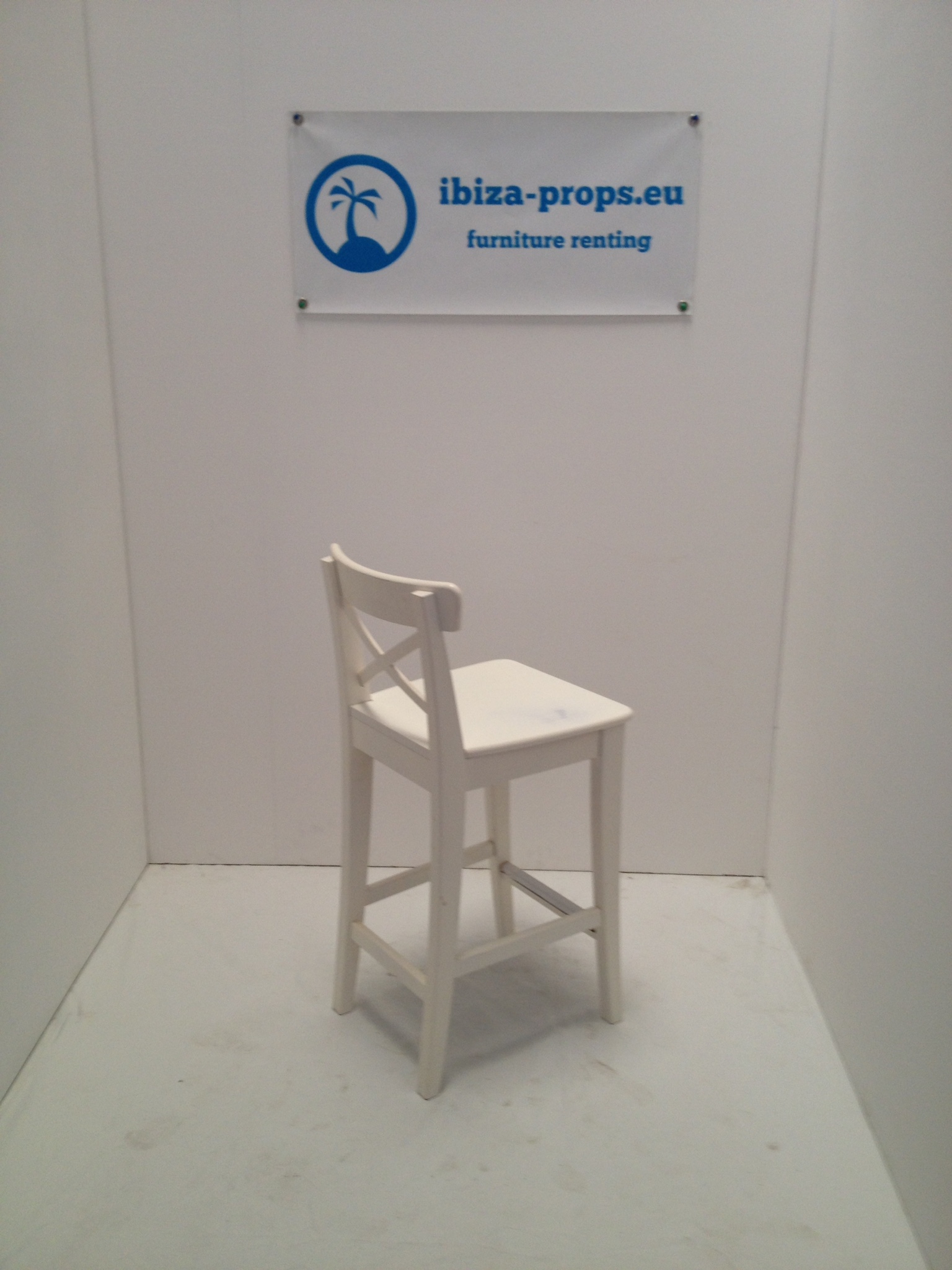 Bar stool wood white to rent by ibiza-props