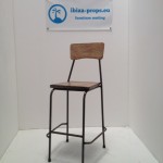 Brown wood metal bar stool to hire by ibiza-props