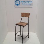 Brown wood metal bar stool to hire by ibiza-props