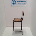 Brown wood metal bar stool to hire by ibiza-props