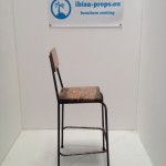 Brown wood metal bar stool to hire by ibiza-props