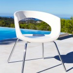 White modern stool to rent by ibiza-props
